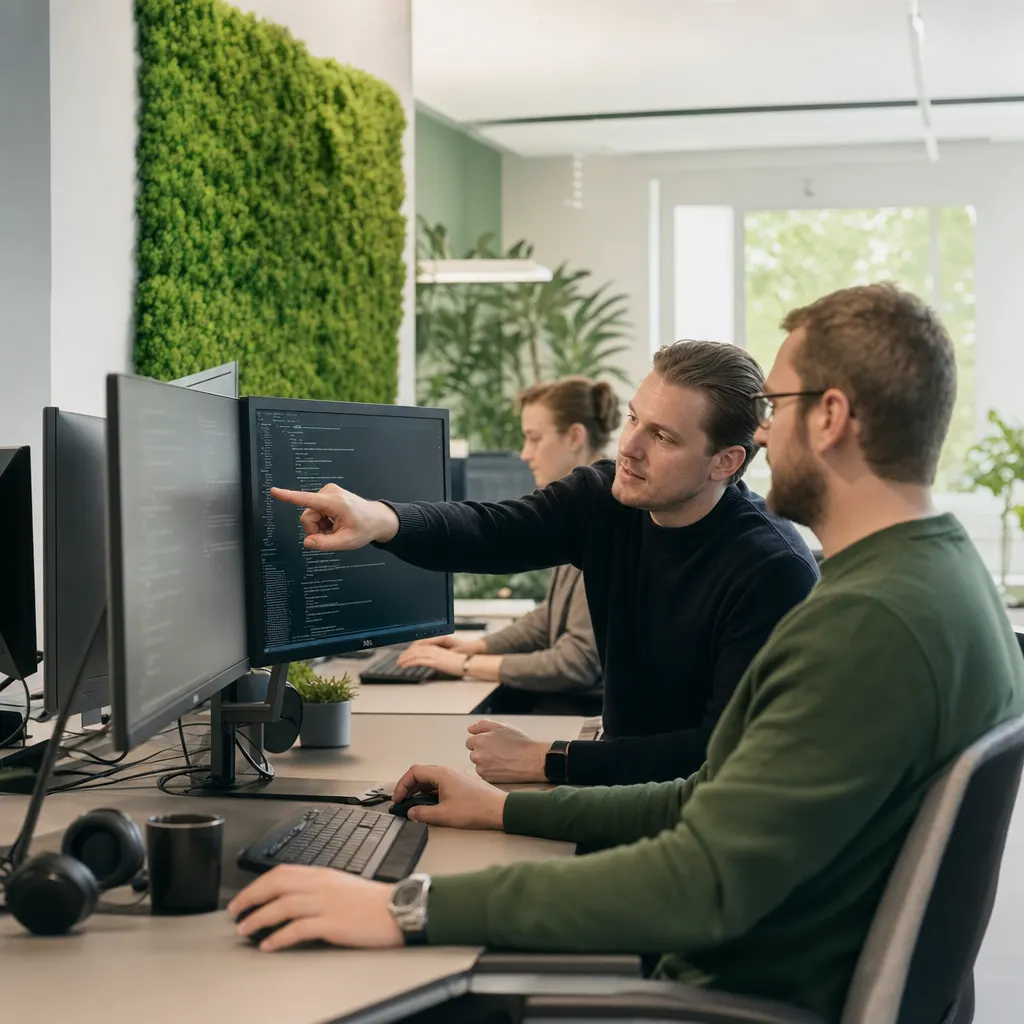 IT-Team betreut Systeme im laufenden Betrieb an mehreren Monitoren