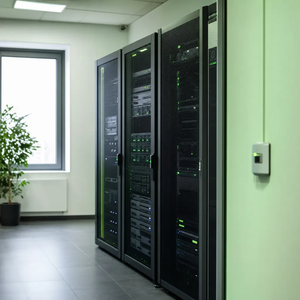 Serverschrank einer Praxis mit gesicherter IT und Sicherungssystem