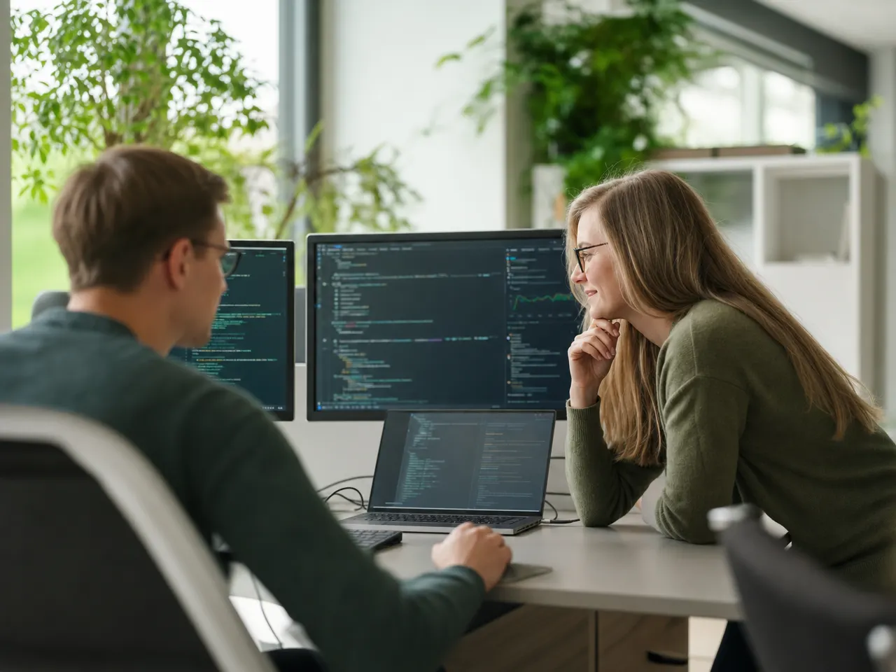 Aufgeräumter IT-Arbeitsplatz mit Notebook und Netzwerktechnik
