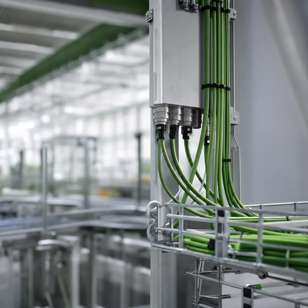 Robuste Netzwerkverkabelung in einer Industriehalle mit Schaltschrank