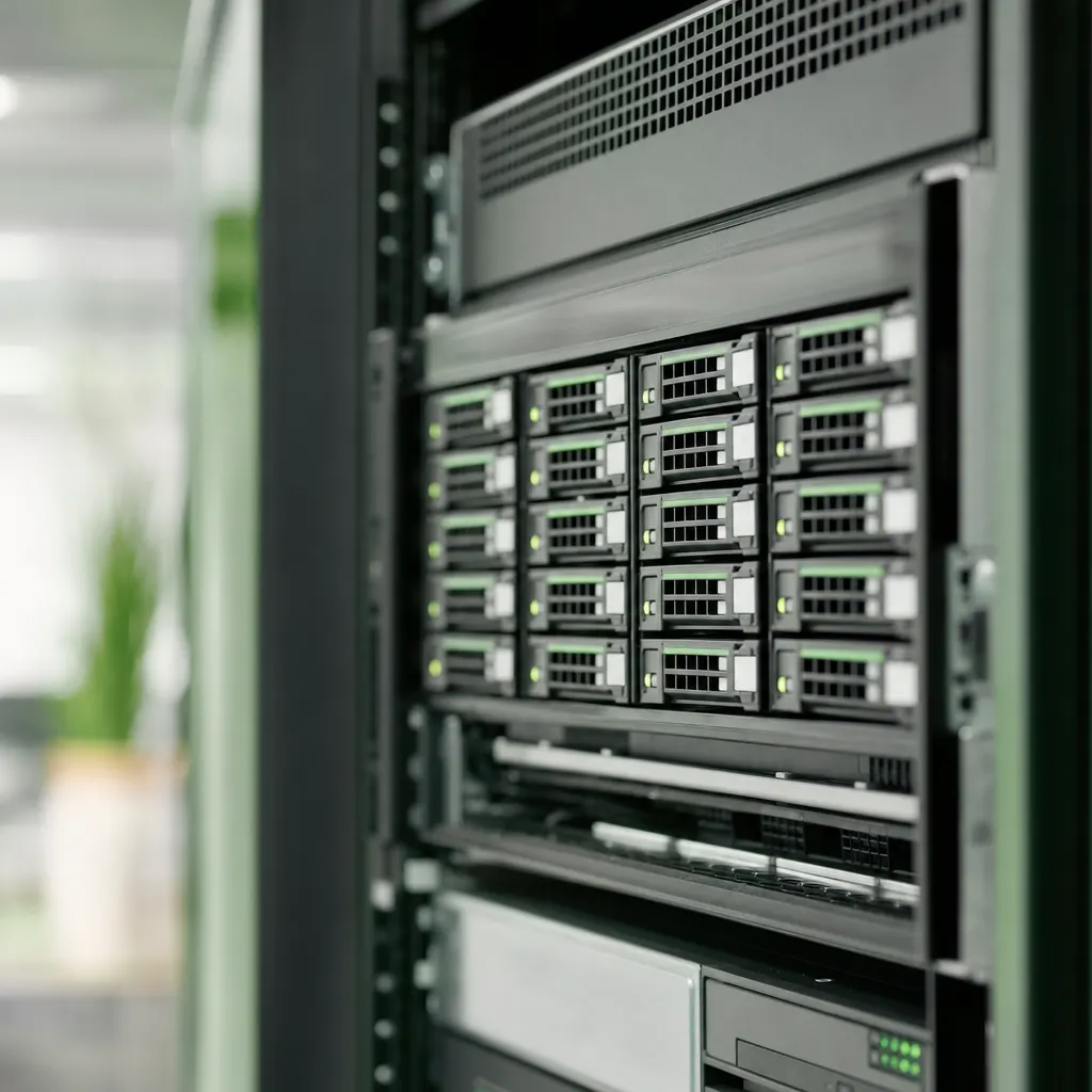 Storage-System im Rack mit dicht bestückten Laufwerkseinschüben