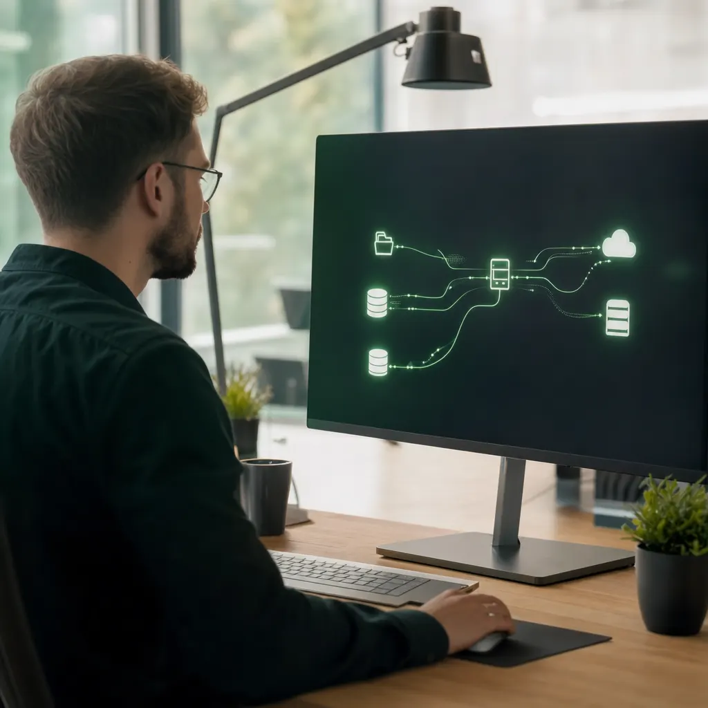 Zwei Monitore zeigen widersprüchliche Bestände aus getrennten Systemen